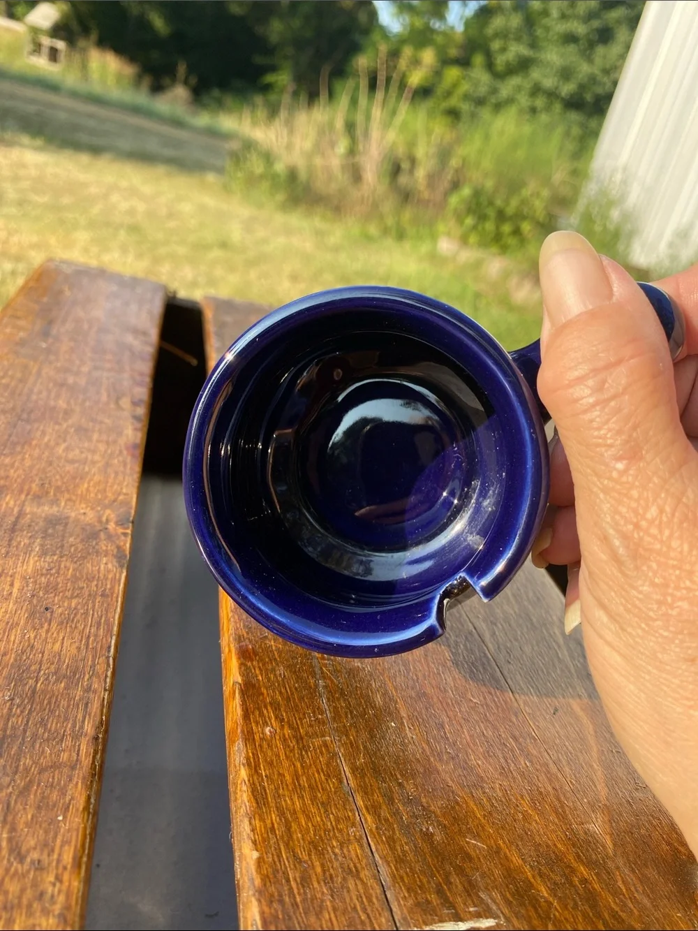 Ceramic Butter/Sauce Warmer Pouring Bowl in Deep Cobalt Blue 2